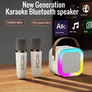 Caixa de Som Portátil Bluetooth Sem Fio com Karaoke e 2 Microfones