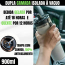 Garrafa Térmica Copo Inox 900ml Alça Tampa T. Flip Canudo