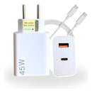 Carregador Celular 45w Turbo Power Usb A + Usb-c Com Tipo C Igual Imagem