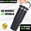 Garrafa Térmica Copo Inox 900ml Alça Tampa T. Flip Canudo
