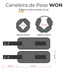 Par Caneleira Tornozeleira de Peso 2 kg WON Preto Fitness Academia Musculação Treine em Casa