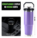 Garrafa Térmica Copo Inox 900ml Alça Tampa T. Flip Canudo