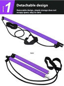 Kit Portátil de Barra de Pilates com Faixas de Resistência, Bastão de Yoga, Exercícios de Alongamento, Tonificação, Torção e Abdominais com Loop para Pés