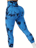 Legging Feminina Tie Dye Cintura Alta, Modeladora, Push Up, Sem Costura, para Yoga e Academia