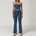 Conjunto Fitness Feminino 2 Peças, Roupa de Academia e Yoga, Top + Calça Cintura Alta Boca de Sino, Conjunto Esportivo Sexy para Treino