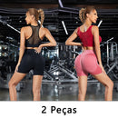 Kit com 2 peças – Shorts Esportivos Femininos / Shorts de Academia / Shorts de Yoga Feminino com Controle de Abdômen e Modelagem do Bumbum