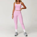 Conjunto Fitness Feminino 2 Peças, Roupa de Academia e Yoga, Top + Calça Cintura Alta Boca de Sino, Conjunto Esportivo Sexy para Treino