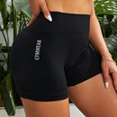 Shorts Fitness Feminino Justo para Ciclismo e Yoga, Respirável, Cintura Alta