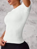 Top Esportivo Feminino de Manga Curta, Tecido Respirável e de Secagem Rápida, Ideal para Corrida e Yoga