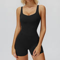 Macacão Fitness Feminino Curto, Conjunto Esportivo de Yoga em Peça Única, Efeito Push Up, Roupa de Academia, Body Fitness com Elasticidade