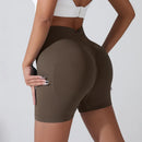 Shorts Esportivos Femininos Levanta Bumbum (Peach Hip), Cintura Alta com Compressão, Modelagem Slim, Secagem Rápida para Corrida e Treino