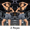 Kit com 2 peças – Shorts Esportivos Femininos / Shorts de Academia / Shorts de Yoga Feminino com Controle de Abdômen e Modelagem do Bumbum