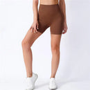 Short Yoga Feminina Cintura Alta, Modela e Levanta o Bumbum, Ajuste Justo, Cor Sólida com Textura Canelada – Short Esportivo
