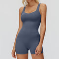 Macacão Fitness Feminino Curto, Conjunto Esportivo de Yoga em Peça Única, Efeito Push Up, Roupa de Academia, Body Fitness com Elasticidade