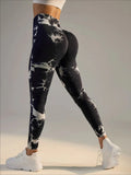 Legging Feminina Tie Dye Cintura Alta, Modeladora, Push Up, Sem Costura, para Yoga e Academia