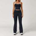 Conjunto Fitness Feminino 2 Peças, Roupa de Academia e Yoga, Top + Calça Cintura Alta Boca de Sino, Conjunto Esportivo Sexy para Treino