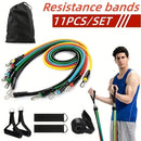 Kit com 11 Peças de Faixas Elásticas de Resistência em TPE – Bandas de Treino Fitness com Âncora de Porta, Alças, Tira para Tornozelo e Bolsa de Transporte