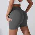 Shorts Esportivos Femininos Levanta Bumbum (Peach Hip), Cintura Alta com Compressão, Modelagem Slim, Secagem Rápida para Corrida e Treino