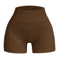 Short Yoga Feminina Cintura Alta, Modela e Levanta o Bumbum, Ajuste Justo, Cor Sólida com Textura Canelada – Short Esportivo