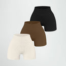 Short Yoga Feminina Cintura Alta, Modela e Levanta o Bumbum, Ajuste Justo, Cor Sólida com Textura Canelada – Short Esportivo