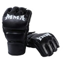 Luvas Profissionais de Treino para Boxe Meia Dedo em Couro com Amortecimento para Adultos – Sanda, UFC, Treino em Saco e Proteção dos Nós dos Dedos