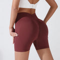 Shorts Esportivos Femininos Levanta Bumbum (Peach Hip), Cintura Alta com Compressão, Modelagem Slim, Secagem Rápida para Corrida e Treino