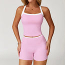 Conjunto Fitness Feminino 2 Peças, Roupa de Academia e Yoga, Top + Calça Cintura Alta Boca de Sino, Conjunto Esportivo Sexy para Treino