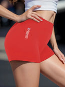 Shorts Fitness Feminino Justo para Ciclismo e Yoga, Respirável, Cintura Alta