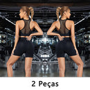 Kit com 2 peças – Shorts Esportivos Femininos / Shorts de Academia / Shorts de Yoga Feminino com Controle de Abdômen e Modelagem do Bumbum