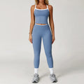 Conjunto Fitness Feminino 2 Peças, Roupa de Academia e Yoga, Top + Calça Cintura Alta Boca de Sino, Conjunto Esportivo Sexy para Treino