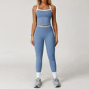 Conjunto Fitness Feminino 2 Peças, Roupa de Academia e Yoga, Top + Calça Cintura Alta Boca de Sino, Conjunto Esportivo Sexy para Treino