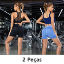 Kit com 2 peças – Shorts Esportivos Femininos / Shorts de Academia / Shorts de Yoga Feminino com Controle de Abdômen e Modelagem do Bumbum