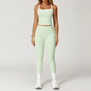 Conjunto Fitness Feminino 2 Peças, Roupa de Academia e Yoga, Top + Calça Cintura Alta Boca de Sino, Conjunto Esportivo Sexy para Treino