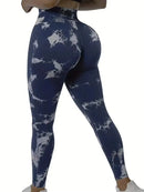Legging Feminina Tie Dye Cintura Alta, Modeladora, Push Up, Sem Costura, para Yoga e Academia