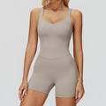 Macacão Fitness Feminino Curto, Conjunto Esportivo de Yoga em Peça Única, Efeito Push Up, Roupa de Academia, Body Fitness com Elasticidade