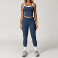 Conjunto Fitness Feminino 2 Peças, Roupa de Academia e Yoga, Top + Calça Cintura Alta Boca de Sino, Conjunto Esportivo Sexy para Treino