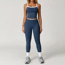Conjunto Fitness Feminino 2 Peças, Roupa de Academia e Yoga, Top + Calça Cintura Alta Boca de Sino, Conjunto Esportivo Sexy para Treino
