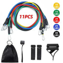 Kit com 11 Peças de Faixas Elásticas de Resistência em TPE – Bandas de Treino Fitness com Âncora de Porta, Alças, Tira para Tornozelo e Bolsa de Transporte
