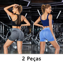 Kit com 2 peças – Shorts Esportivos Femininos / Shorts de Academia / Shorts de Yoga Feminino com Controle de Abdômen e Modelagem do Bumbum