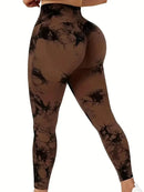 Legging Feminina Tie Dye Cintura Alta, Modeladora, Push Up, Sem Costura, para Yoga e Academia