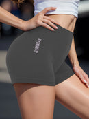 Shorts Fitness Feminino Justo para Ciclismo e Yoga, Respirável, Cintura Alta