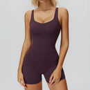 Macacão Fitness Feminino Curto, Conjunto Esportivo de Yoga em Peça Única, Efeito Push Up, Roupa de Academia, Body Fitness com Elasticidade