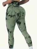 Legging Feminina Tie Dye Cintura Alta, Modeladora, Push Up, Sem Costura, para Yoga e Academia