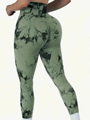 Legging Feminina Tie Dye Cintura Alta, Modeladora, Push Up, Sem Costura, para Yoga e Academia