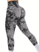 Legging Feminina Tie Dye Cintura Alta, Modeladora, Push Up, Sem Costura, para Yoga e Academia