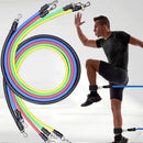Kit com 11 Peças de Faixas Elásticas de Resistência em TPE – Bandas de Treino Fitness com Âncora de Porta, Alças, Tira para Tornozelo e Bolsa de Transporte