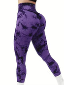 Legging Feminina Tie Dye Cintura Alta, Modeladora, Push Up, Sem Costura, para Yoga e Academia