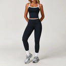 Conjunto Fitness Feminino 2 Peças, Roupa de Academia e Yoga, Top + Calça Cintura Alta Boca de Sino, Conjunto Esportivo Sexy para Treino