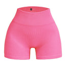 Short Yoga Feminina Cintura Alta, Modela e Levanta o Bumbum, Ajuste Justo, Cor Sólida com Textura Canelada – Short Esportivo